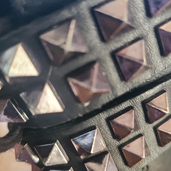 Steve Madden Black Studded Combat Boots size 9 zip lace up punk - Picture 10 of 16